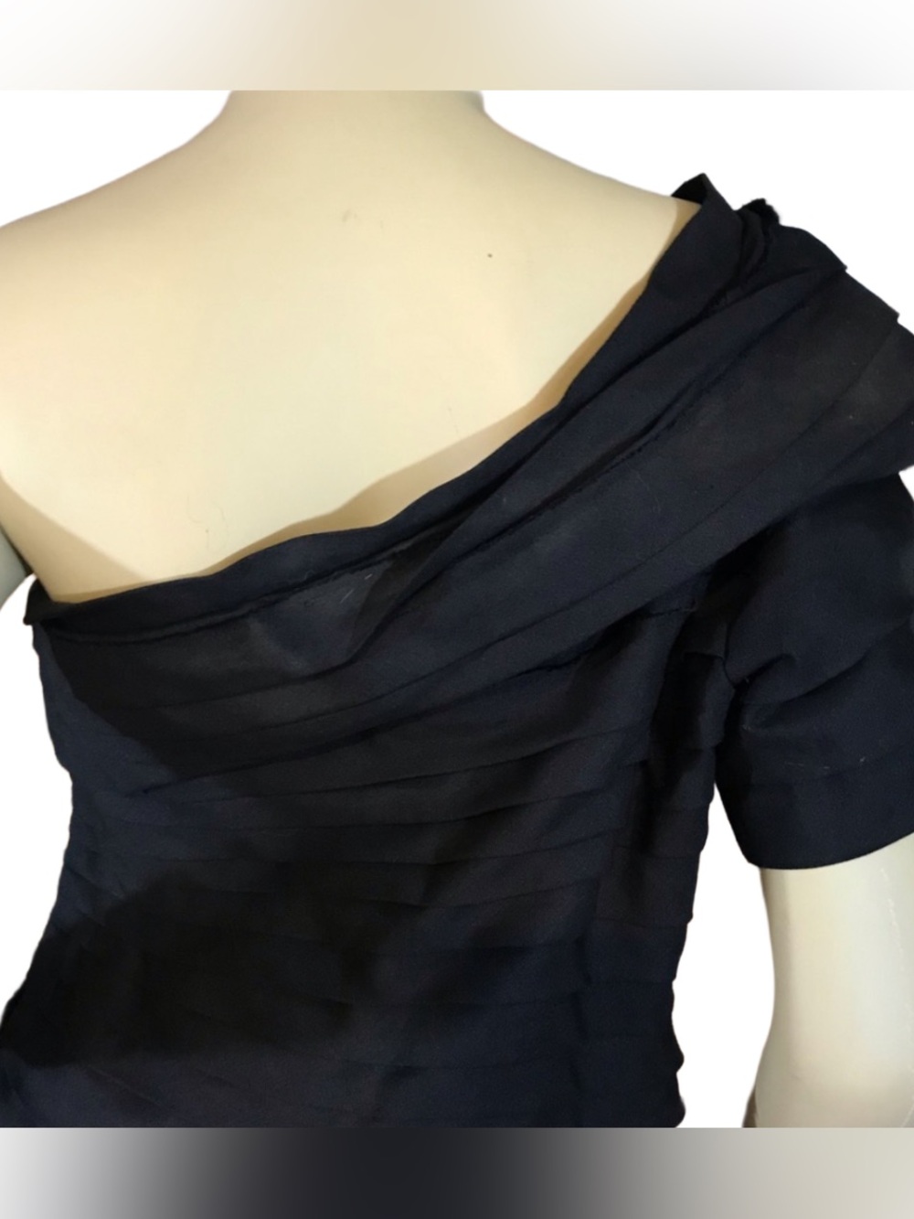 FUMBLIN' FOE ANTHROPOLOGIE BLACK TIERED ONE SHOULDER COCKTAIL DRESS NWT (M) - Picture 8 of 13